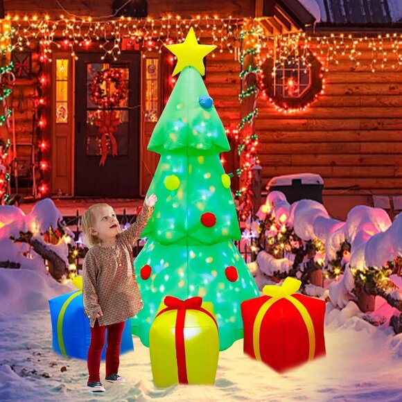 🆕5.9 FT Christmas Inflatable Tree with Rotating Projection Lamp Outdoor Decor - Picture 7 of 9